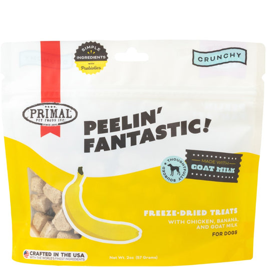 Primal Peelin Fantastic Chicken & Banana with Goat Milk Freeze-Dried Dog Treats, 2-oz (Size: 2-oz)