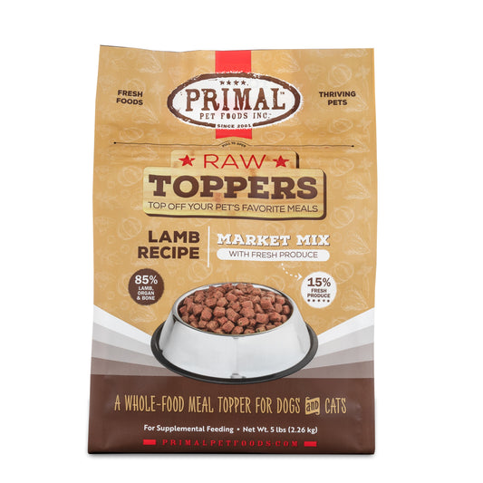 Primal Raw Toppers Market Mix Lamb Dog & Cat Food Topper, 5-lb (Size: 5-lb)