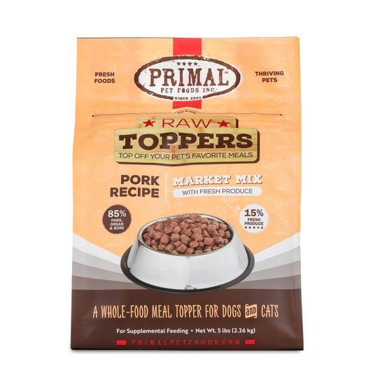 Primal Raw Toppers Market Mix Pork Dog & Cat Food Topper, 5-lb (Size: 5-lb)