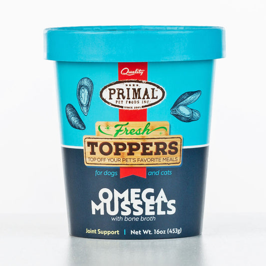 Primal Fresh Toppers Omega Mussels, Frozen Dog & Cat Food Topper, 16-oz (Size: 16-oz)