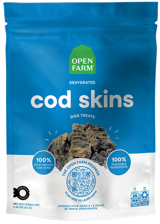 Open Farm Dehydrated Cod Skins Dog Treat, 2.25-oz (Size: 2.25-oz)