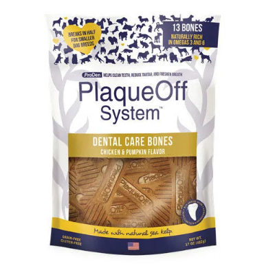 ProDen PlaqueOff System Dental Care Bones Chicken & Pumpkin Dental Dog Treats, 17-oz (Size: 17-oz)