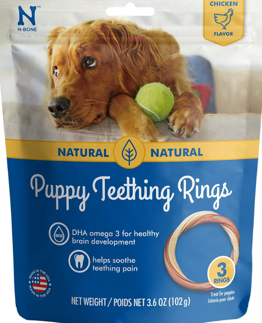 N-Bone Puppy Teething Ring Chicken Flavor Dog Treats, 3-pk