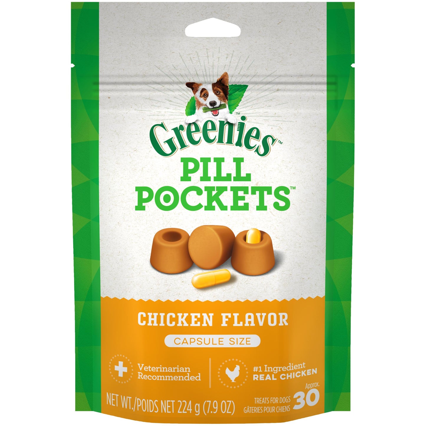 Greenies Pill Pockets Canine Capsules Chicken Flavor Dog Treats, 30-count (Size: 30-count)
