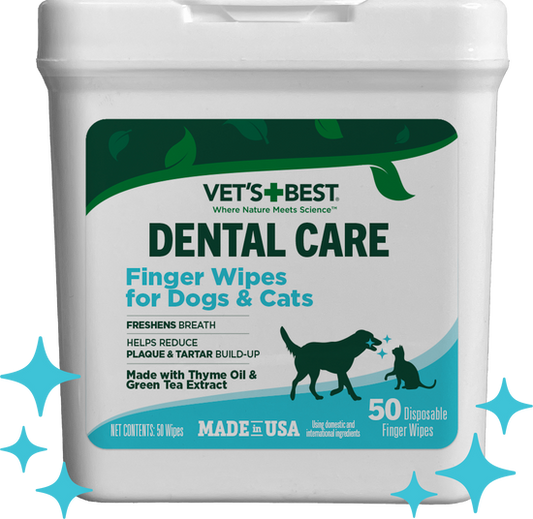 Vets Best Dental Finger Wipes For Dogs & Cats 50ct