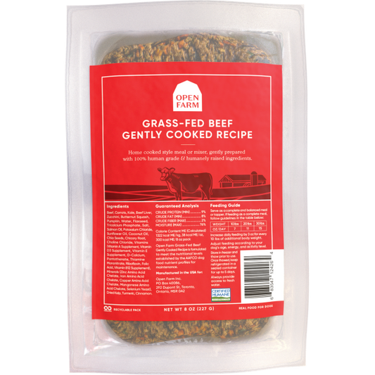 Open Farm Gently Cooked Grass-Fed Beef Recipe Frozen Dog Food, 8-oz (Size: 8-oz)