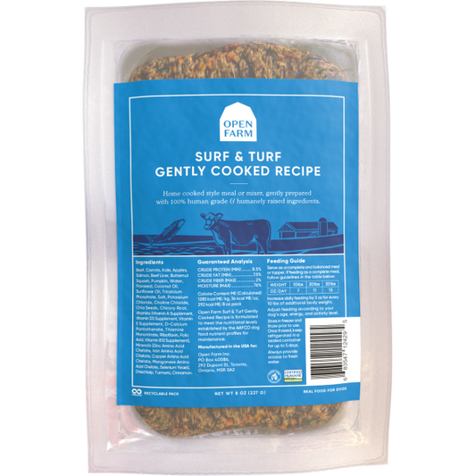 Open Farm Gently Cooked Surf & Turf Recipe Frozen Dog Food, 8-oz (Size: 8-oz)