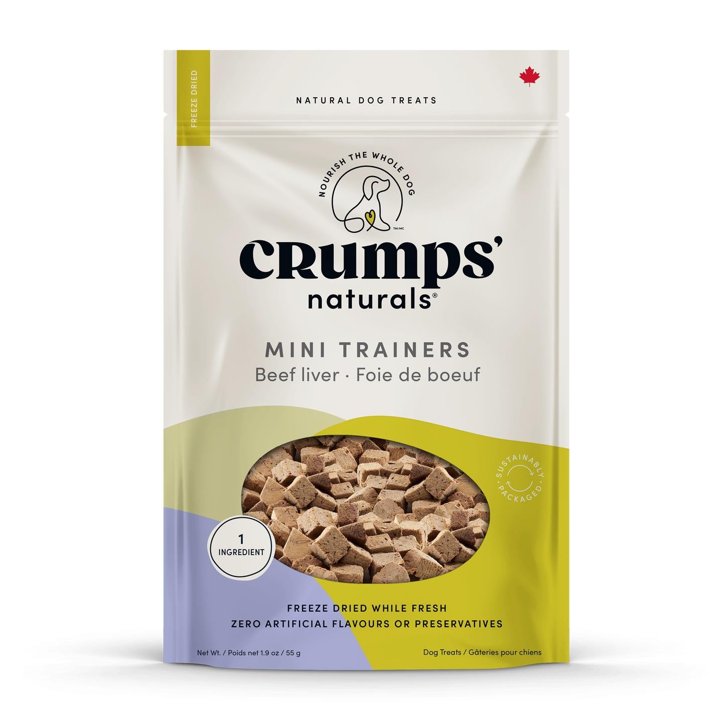 Crumps' Naturals Mini Trainers Beef Liver Freeze-Dried Dog Treats, 55-gram (Size: 55-gram)