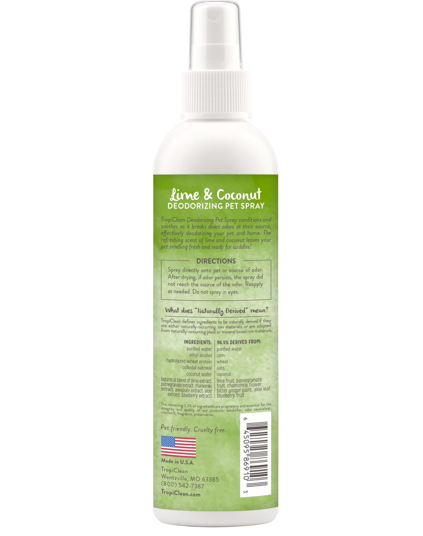 Tropiclean Lime & Coconut Deodorizing Spray for Pets, 8-oz (Size: 8-oz)