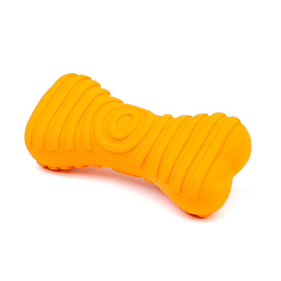 Bud'z Latex Bone Squeaker Dog Toy, Orange, 11-cm (Size: 11-cm)