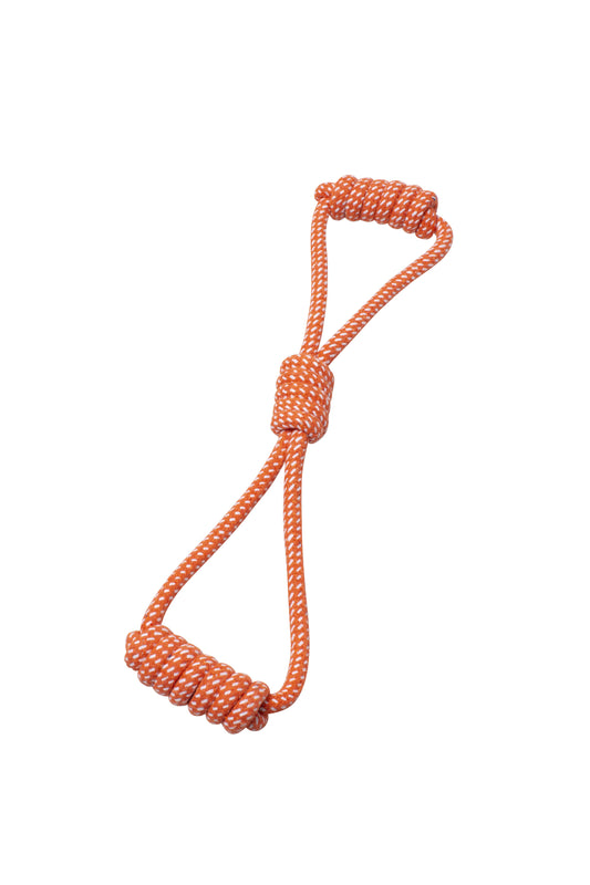 Bud'z Rope Two Handles with Knot Dog Toy, Orange, 38-cm (Size: 38-cm)