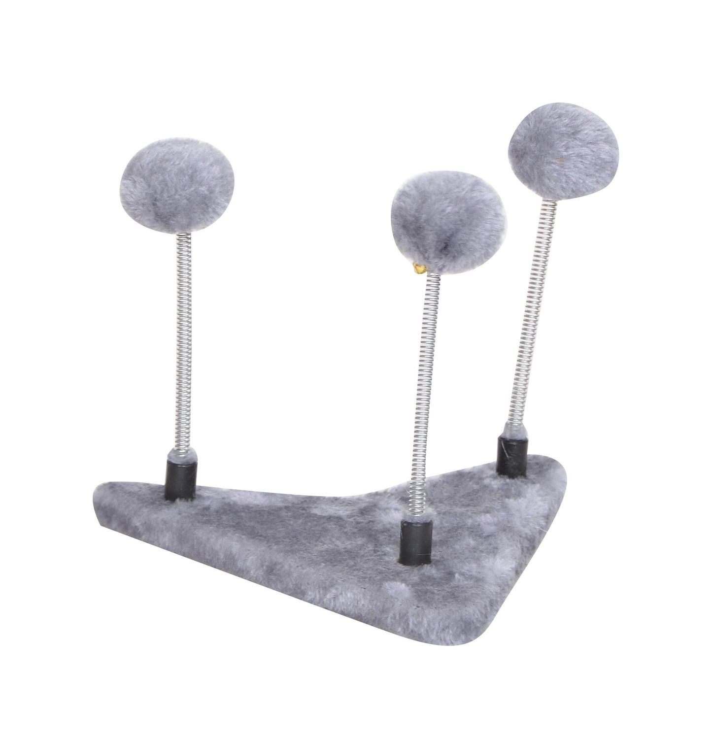 Bud'z Mini Play Station Pompom 3 Springs Cat Scratcher, Grey, 23 x 21 x 1.5-cm (Size: 23 x 21 x 1.5-cm)