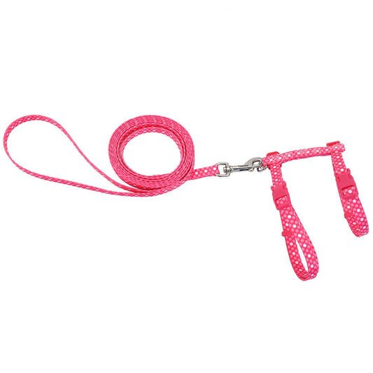 Styles Figure H Fashion Adjustable Cat Harness and Leash Combo, Pink Dots, 3/8-in x 10-in-18-in (Size: 3/8-in x 10-in-18-in)