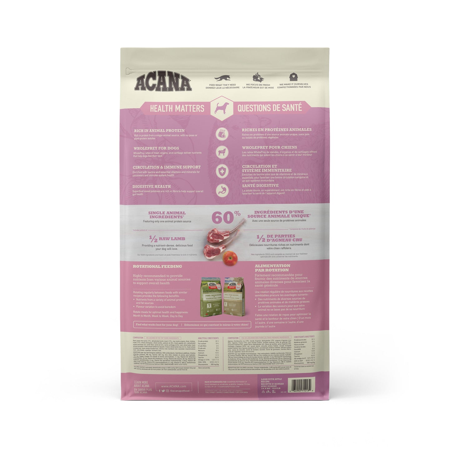 ACANA Singles Limited Ingredient Diet Lamb & Apple Recipe Dry Dog Food, 10.8-kg (Size: 10.8-kg)