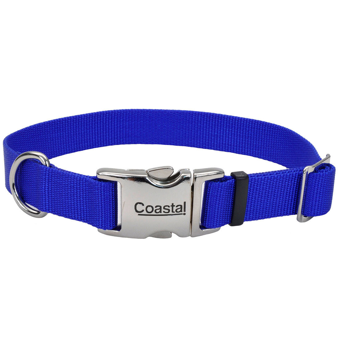 Coastal Adjustable Collar with Metal Buckle for Dogs, Blue, 1-in x 14-in-20-in (Size: 1-in x 14-in-20-in)