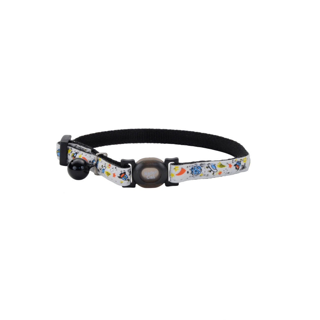 Safe Cat Glow in the Dark Adjustable Breakaway Collar, Glowing Black Galaxy, 3/8-in x 8-in-12-in (Size: 3/8-in x 8-in-12-in)