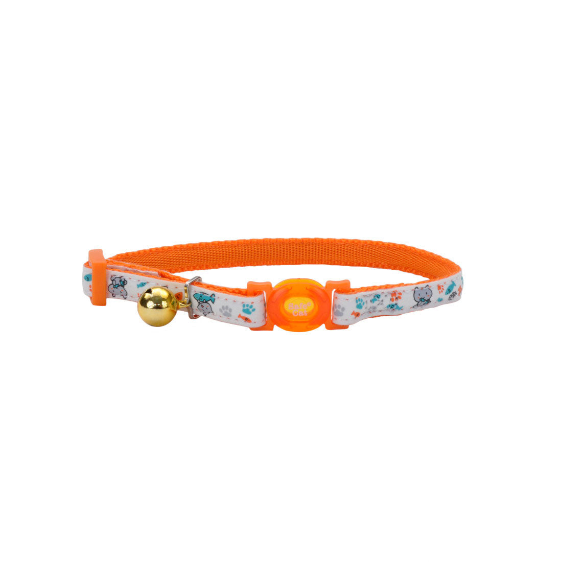 Safe Cat Glow in the Dark Adjustable Breakaway Collar, Glowing Orange Cat, 3/8-in x 8-in-12-in (Size: 3/8-in x 8-in-12-in)