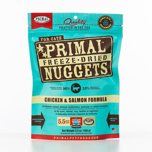 Primal Raw Freeze-Dried Nuggets Chicken & Salmon Formula Cat Food, 5.5-oz (Size: 5.5-oz)