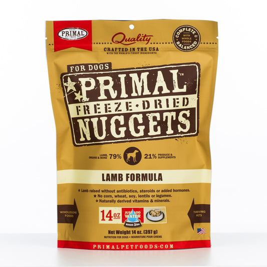 Primal Raw Freeze-Dried Nuggets Lamb Formula Dog Food, 14-oz (Size: 14-oz)