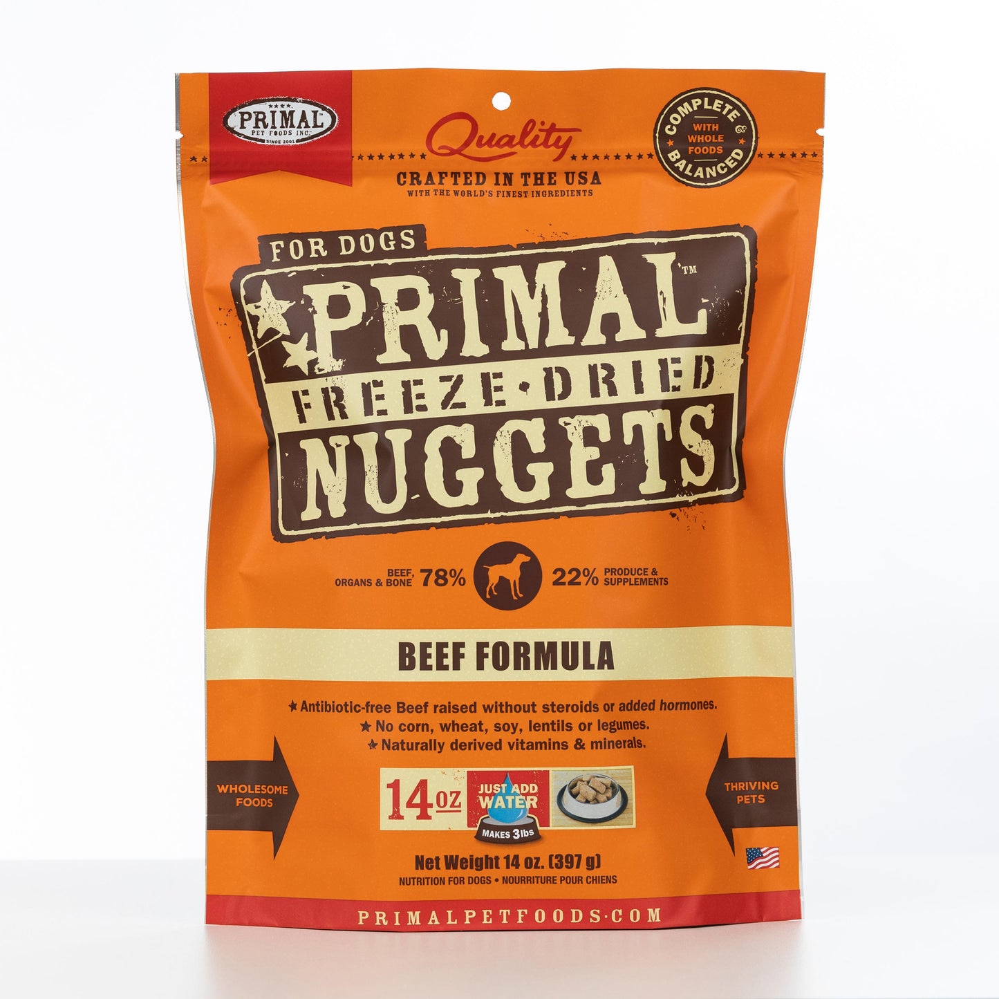 Primal Raw Freeze-Dried Nuggets Beef Formula Dog Food, 14-oz (Size: 14-oz)