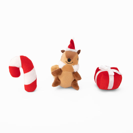ZippyPaws Holiday Miniz Festive Friends Dog Toys, 3-Pack
