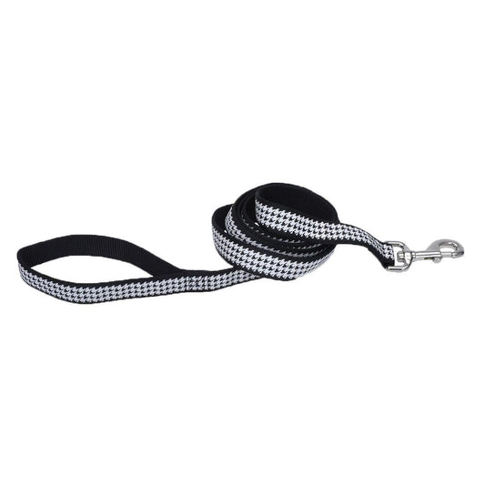 Ribbon Dog Leash, Houndstooth, 1-in x 6-ft (Size: 1-in x 6-ft)
