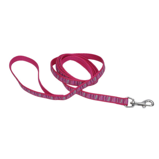Ribbon Dog Leash, Pink Flamingo Stripe, 5/8-in x 6-ft (Size: 5/8-in x 6-ft)