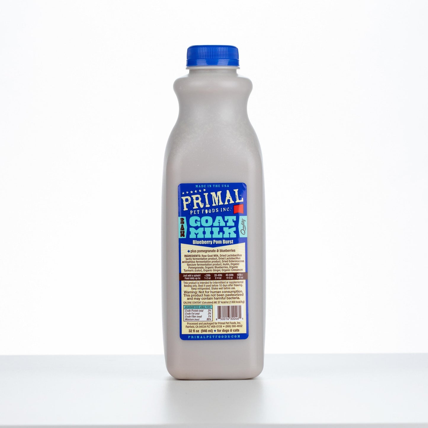 Primal Raw Frozen Goat Milk 'Blueberry Pom Burst' for Dogs & Cats, 32-oz (Size: 32-oz)