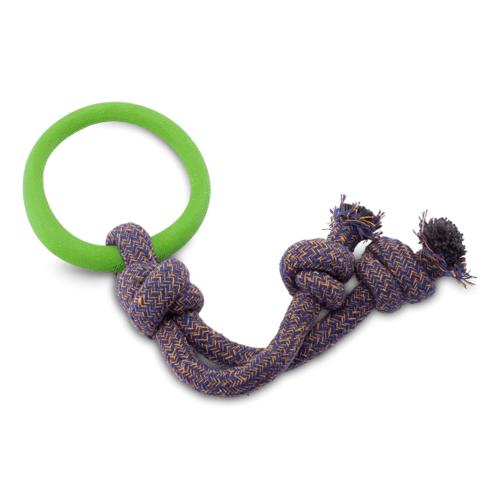 Beco Rubber Hoop on Rope Dog Toy, Green, Large (Size: Large)