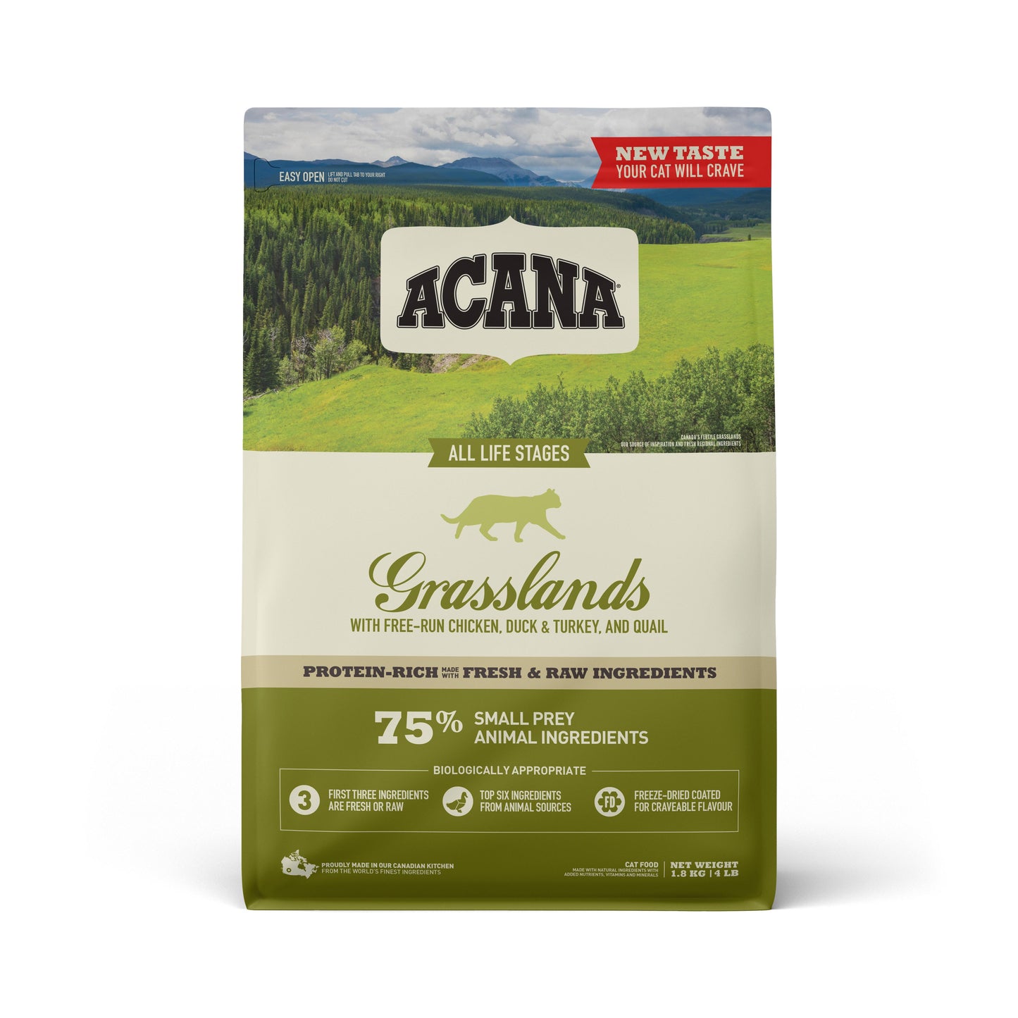 ACANA Grasslands Dry Cat Food, 1.8-kg (Size: 1.8-kg)