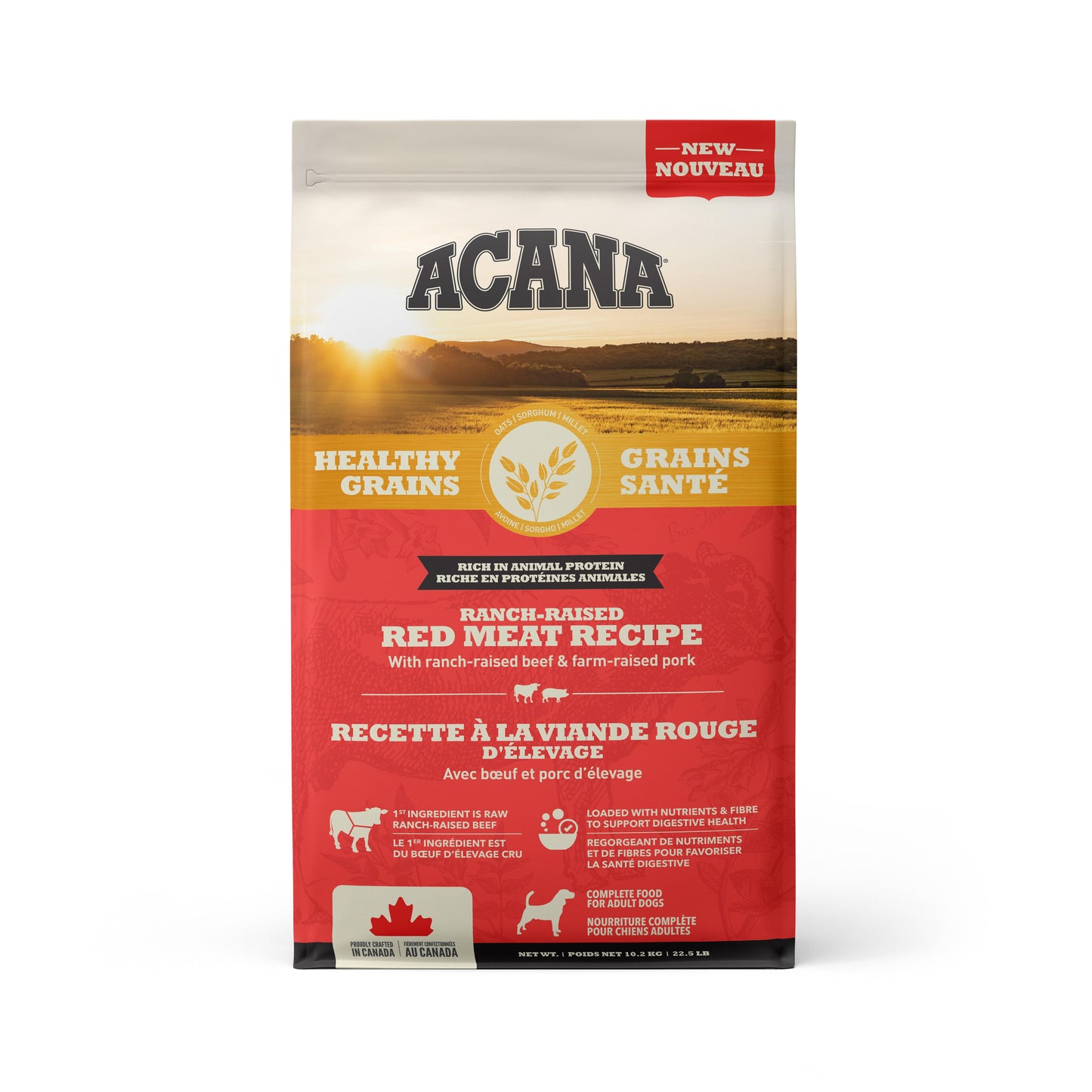 ACANA Healthy Grains Ranch-Raised Red Meat Dry Dog Food, 10.2-kg (Size: 10.2-kg)