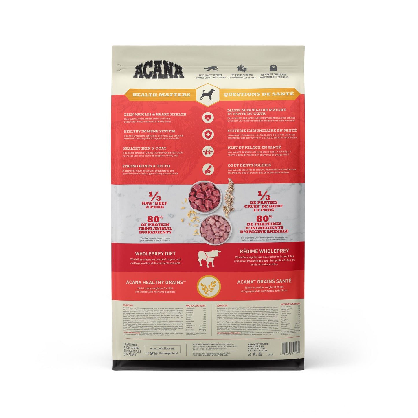 ACANA Healthy Grains Ranch-Raised Red Meat Dry Dog Food, 10.2-kg (Size: 10.2-kg)