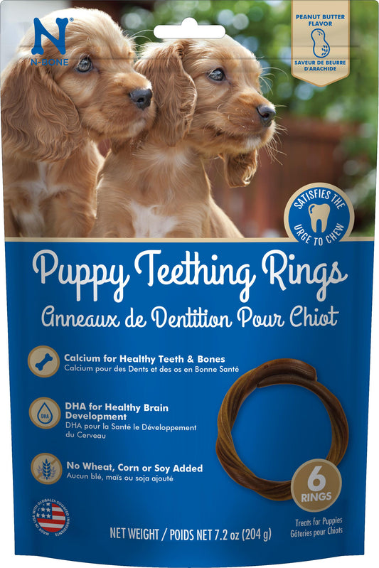 N-Bone Puppy Teething Rings Peanut Butter Flavor Dog Treats, 6-count (Size: 6-count)