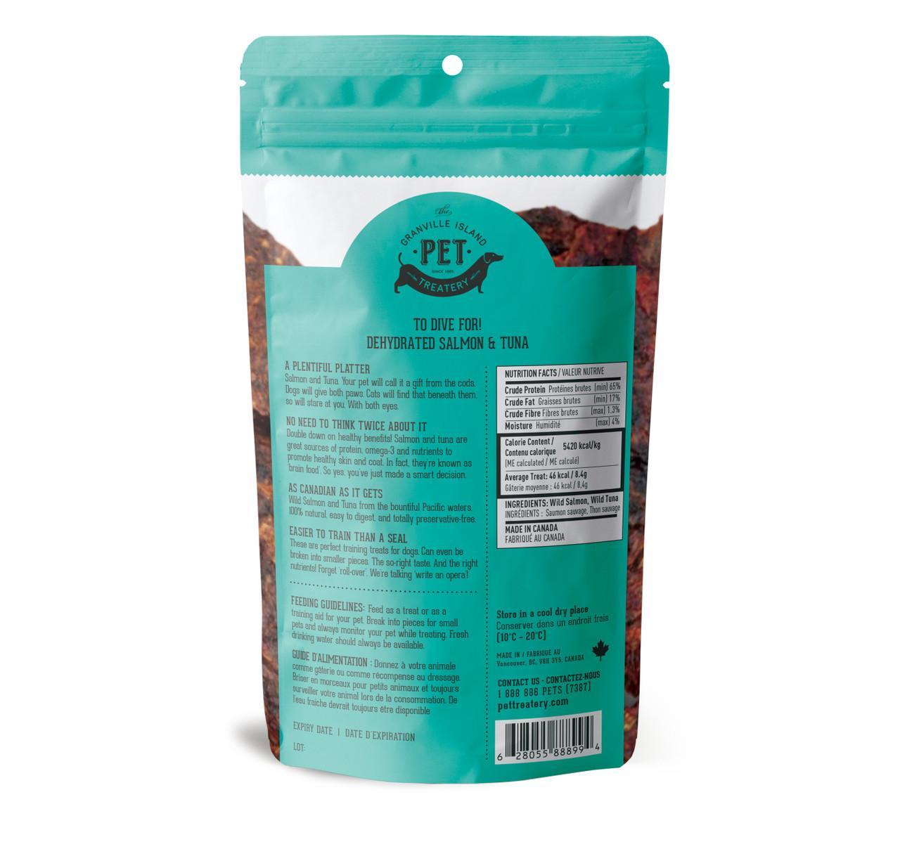 The Granville Island Pet Treatery To Dive For! Wild Salmon & Tuna Dehydrated Dog & Cat Treats, 90-gram (Size: 90-gram)