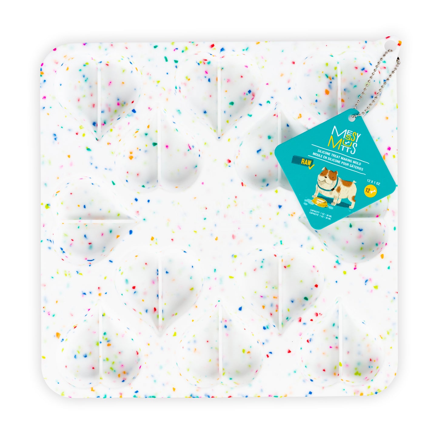 Messy Mutts Bake & Freeze Silicone Treat Maker, Hearts, Confetti