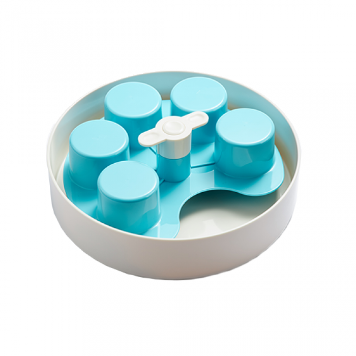 PetDreamHouse SPIN Interactive Feeder Dog Bowl, Palette Blue