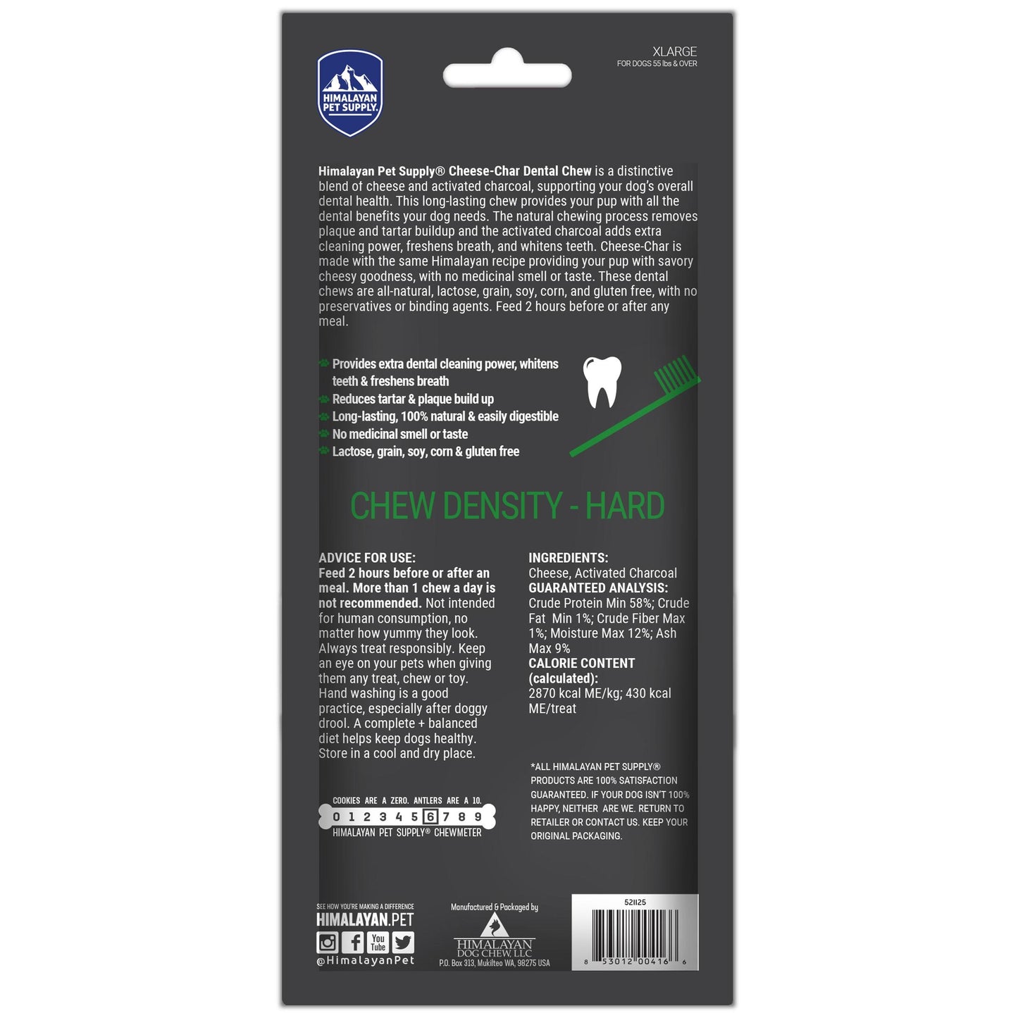 Himalayan Pet Supply Cheese-Char Dental Dog Treats, X-Large (Size: X-Large)