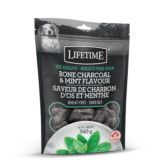 Lifetime Bone Charcoal & Mint Flavor Biscuits Dog Treats, 340-gram (Size: 340-gram)