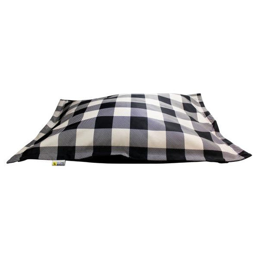BeOneBreed Cloud Pillow for Dogs, Black Plaid | Medium
