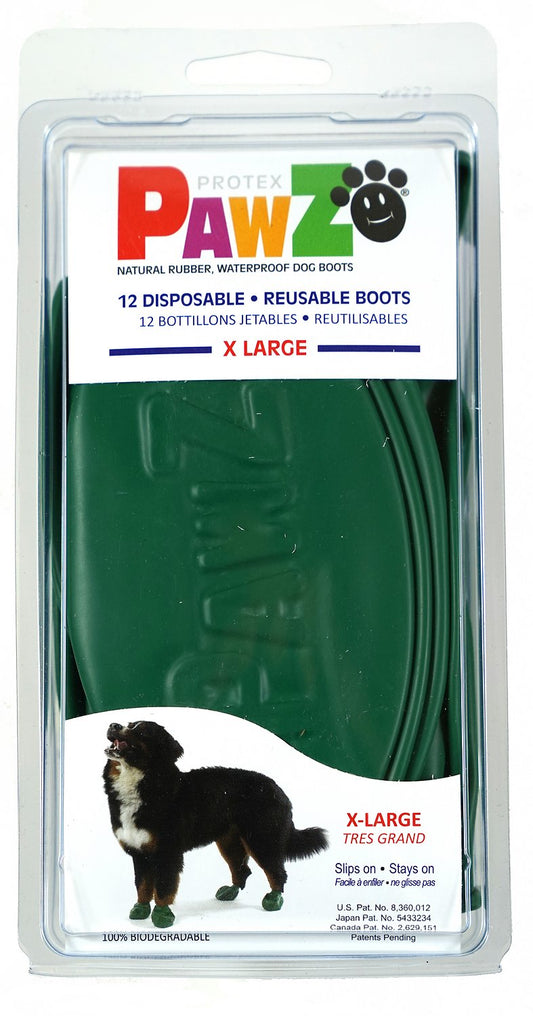 Pawz Waterproof Dog Boots, Green, X-Large
