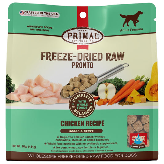 Primal Pronto Raw Freeze-Dried Chicken Recipe Dog Food, 16-oz (Size: 16-oz)