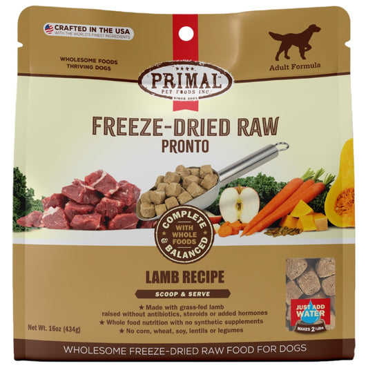 Primal Pronto Raw Freeze-Dried Lamb Recipe Dog Food, 16-oz (Size: 16-oz)