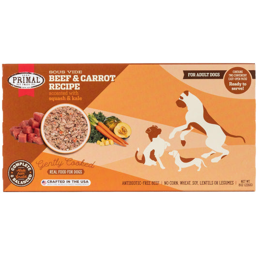 Primal Gently Cooked Beef & Carrot Recipe Frozen Dog Food, 8-oz (Size: 8-oz)