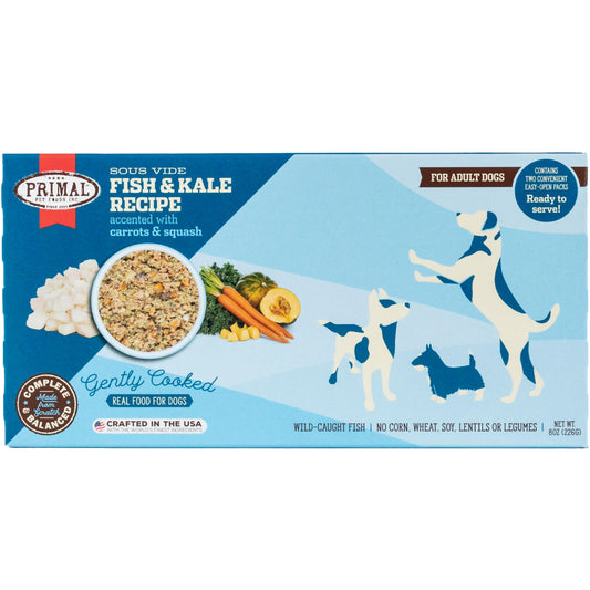 Primal Gently Cooked Fish & Kale Recipe Frozen Dog Food, 8-oz (Size: 8-oz)