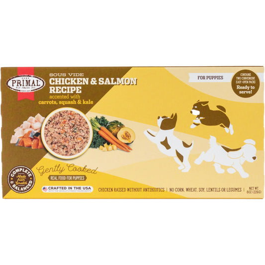 Primal Gently Cooked Puppy Chicken & Salmon Recipe Frozen Dog Food, 8-oz (Size: 8-oz)