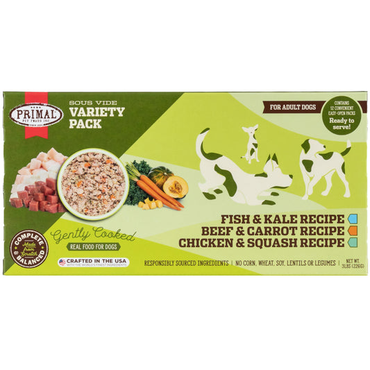 Primal Gently Cooked Variety Pack Frozen Dog Food, 3-lb (Size: 3-lb)