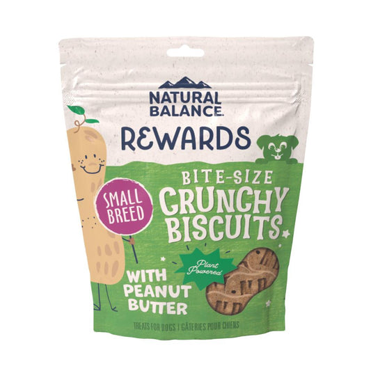 Natural Balance Rewards Crunchy Biscuits Bite-Size with Peanut Butter Small Breed Dog Treats, 8-oz (Size: 8-oz)