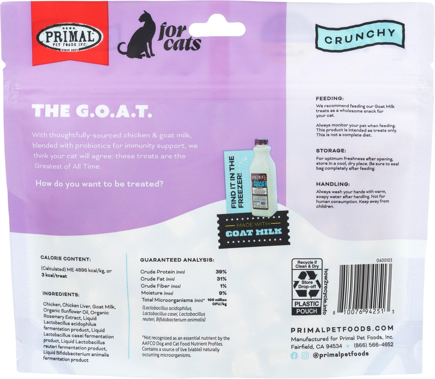 Primal The G.O.A.T. Chicken & Goat Milk Freeze-Dried Cat Treats, 2-oz (Size: 2-oz)