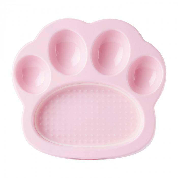 PetDreamHouse Paw 2-in-1 Pet Slow Feeder & Lick Pad, Pink, Mini (Size: Mini)