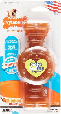 Nylabone Puppy Chew Ring Bone Chicken Flavor Dog Toy, Medium (Size: Medium)